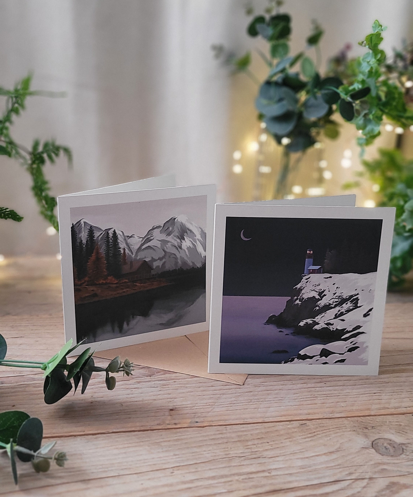 Winter by the water - Greetings card pack of 2
