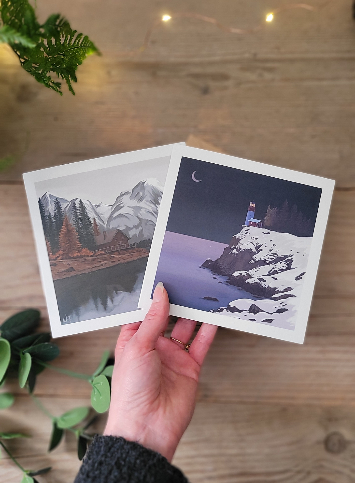 Winter by the water - Greetings card pack of 2